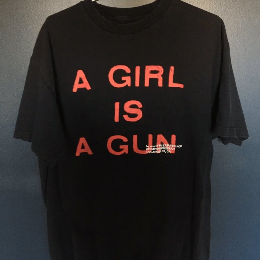 Pleasures, a girl is a gun, xl t shirt, playboi carti, cash carti, ian connor